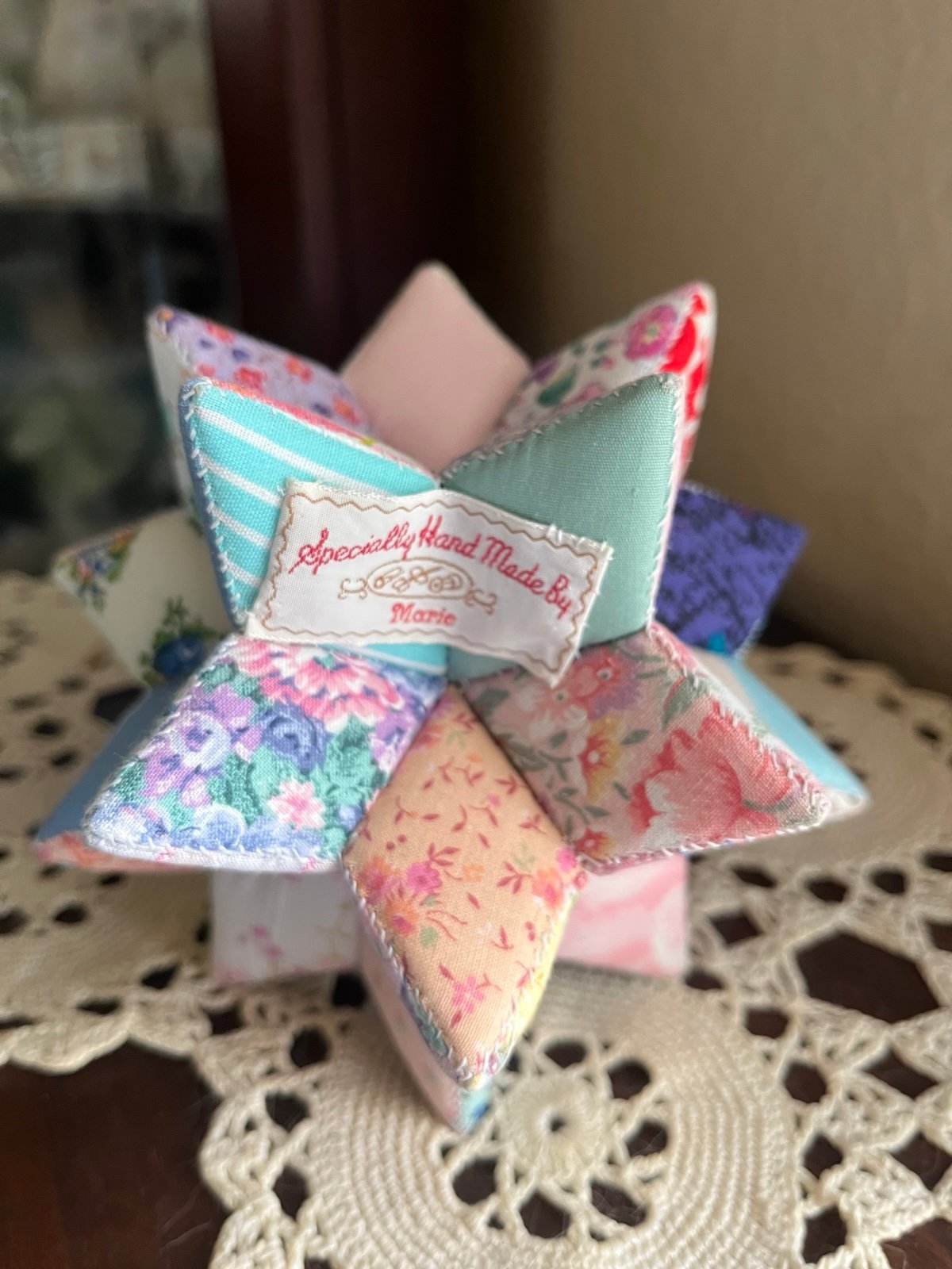 Beautiful Shabby Chic Handmade Moravian Patchwork Star