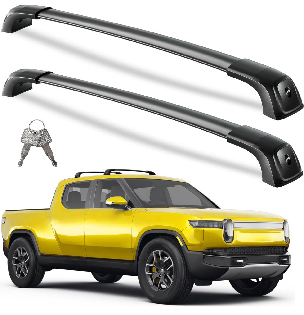 Lockable Roof Rack Cross Bars Compatible with Rivian R1T 2022 2023 2024 2025, Tr