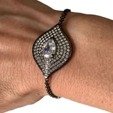 QVC Joan Boyce Evil Eye Angel Eye Gunmetal Bracelet Crystal Bracelet NEW
