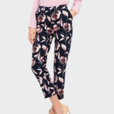 NWT Cambio black and mauve pink floral Capri pants