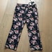 NWT Cambio black and mauve pink floral Capri pants