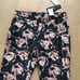 NWT Cambio black and mauve pink floral Capri pants