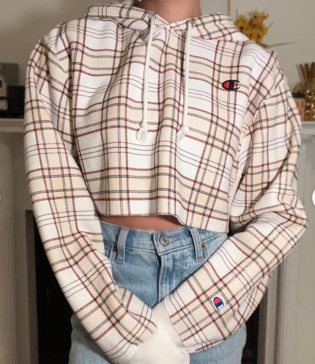Plaid champion hoodie sales