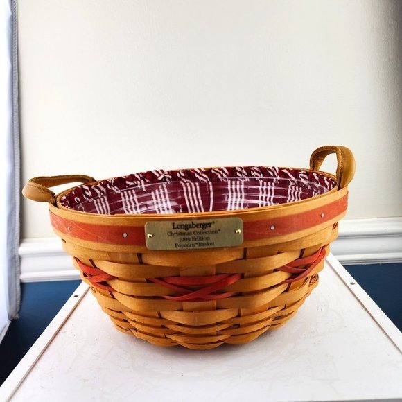 Longaberger Christmas Collection 1999 Edition Popcorn Basket Liner Protector