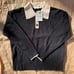 Simple Retro Selena 100% Wool Black + Cream Sweater w/ Rose Buttons, Size S, NWT