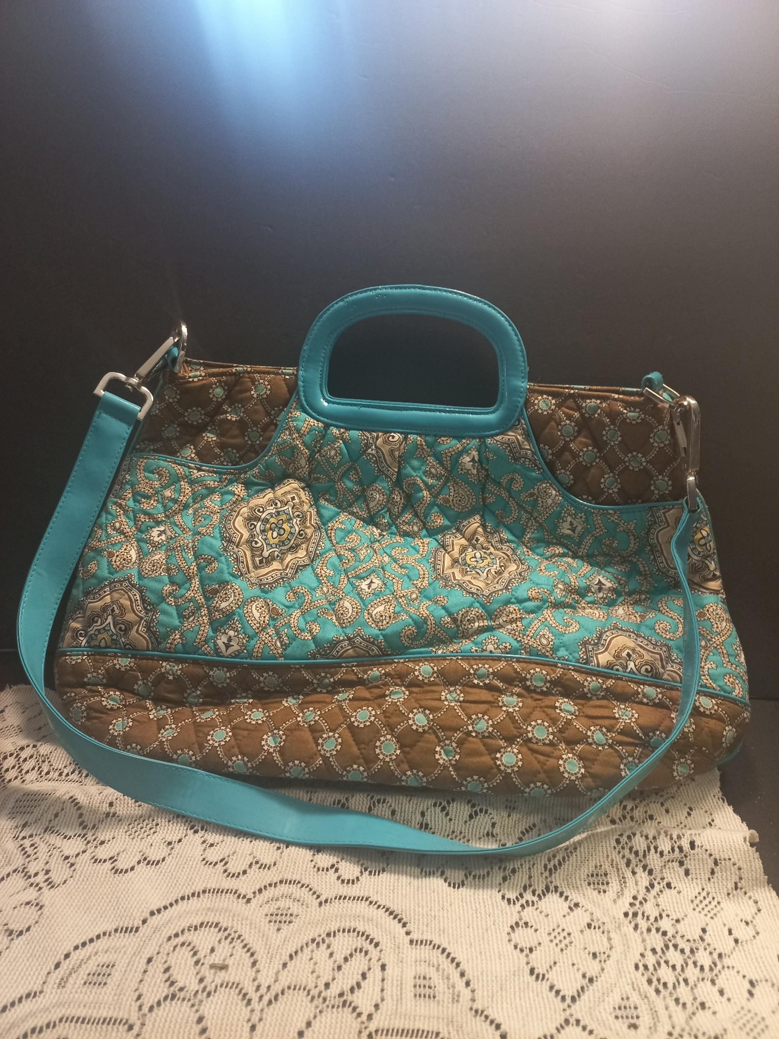 Vera Bradley “Totally Turq” Turquoise Tote Faux Leather Strap/Handle 2010
