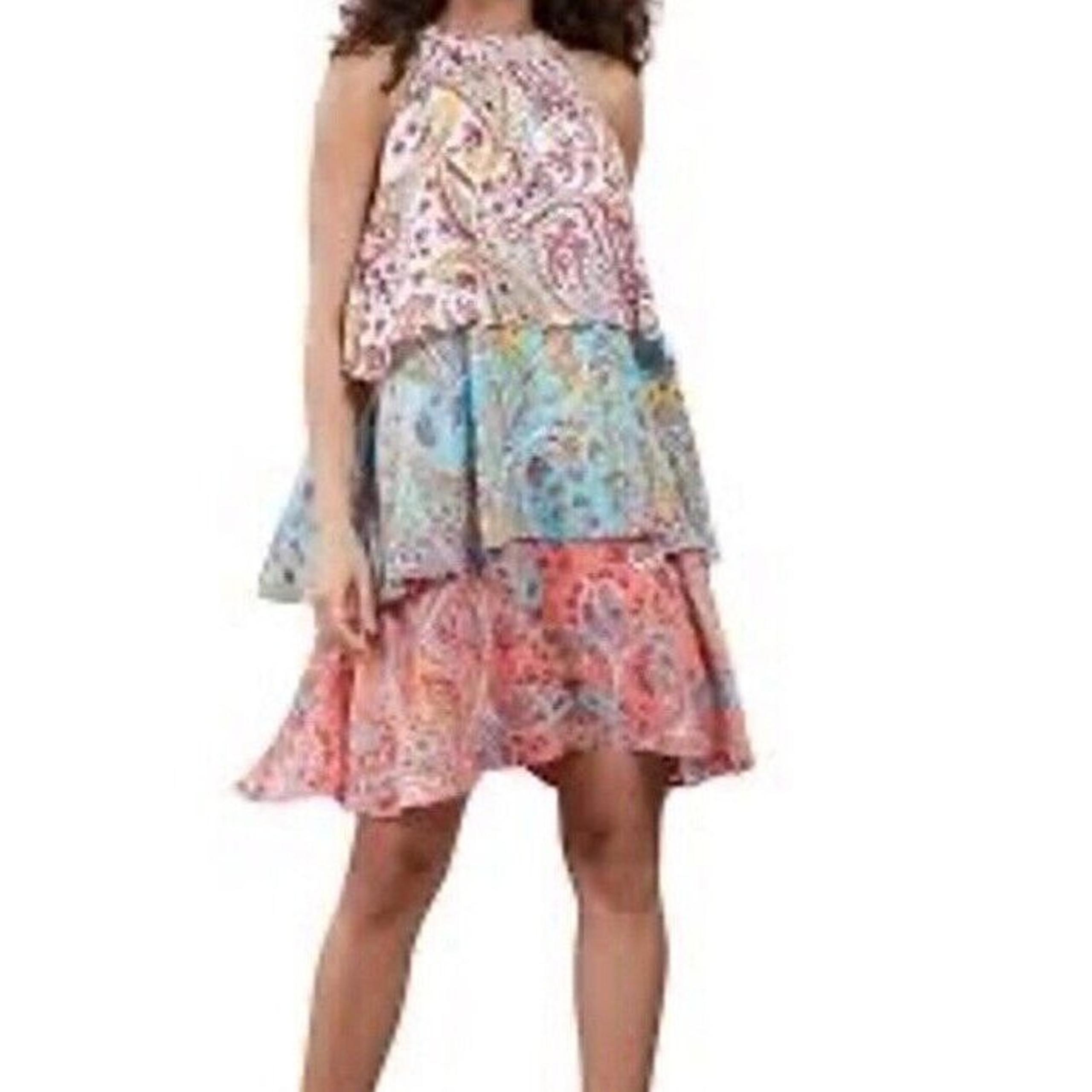 NY & Company Paisley print 3 tier swing Dress Size M Sleeveless Halter