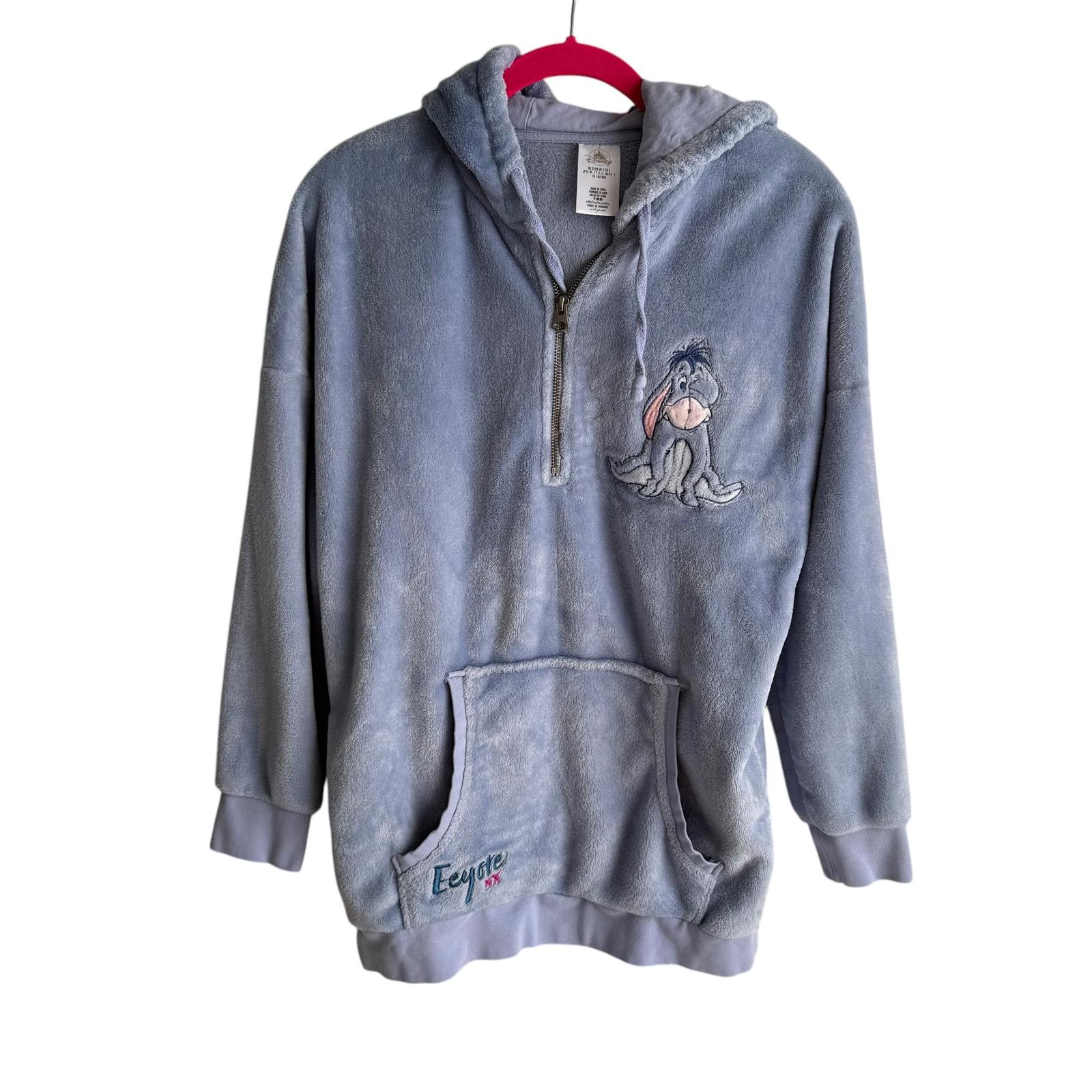 DISNEY Eeyore Velour Half Zip Ladies Pullover Hoodie, S