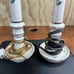 Vintage Capodimonte Style White Porcelain Table Lamp With Roses Set of 2 *Works*