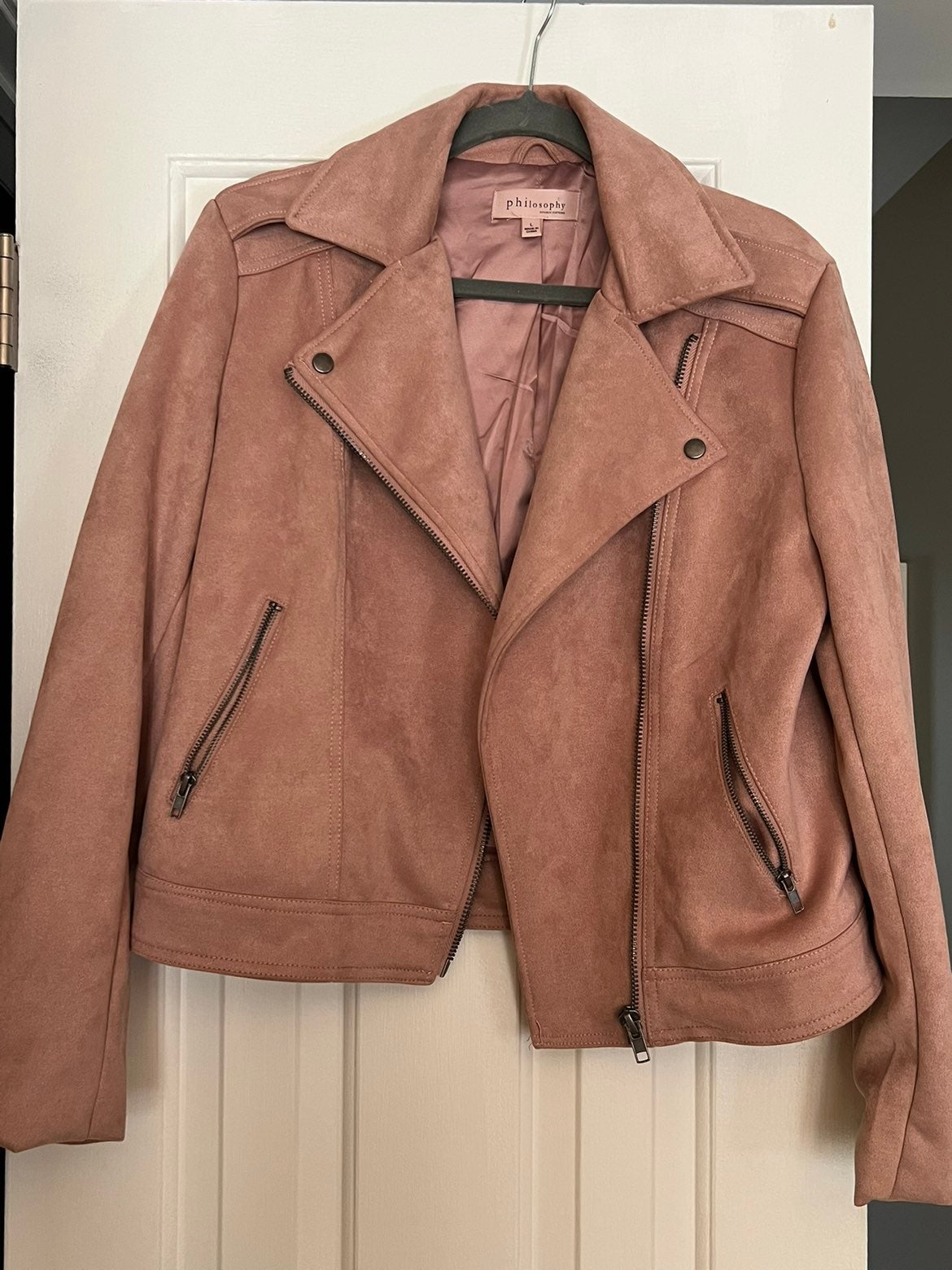 Faux suede moto jacket