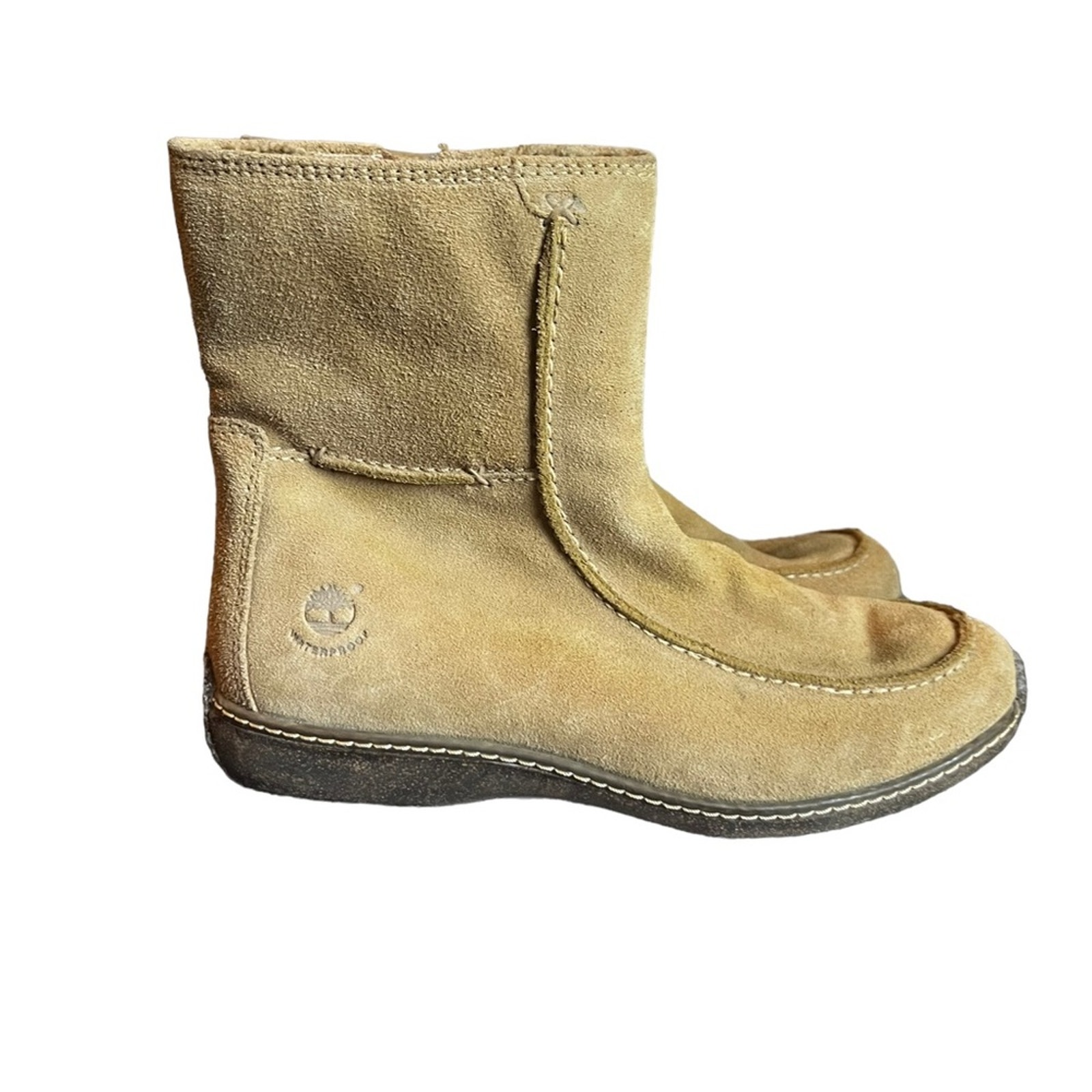 Timberland Suede Ankle Women’s Sz 7.5 Leather Boots Slip On Side Zip
