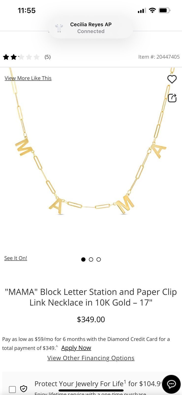 MAMA paper clip necklace