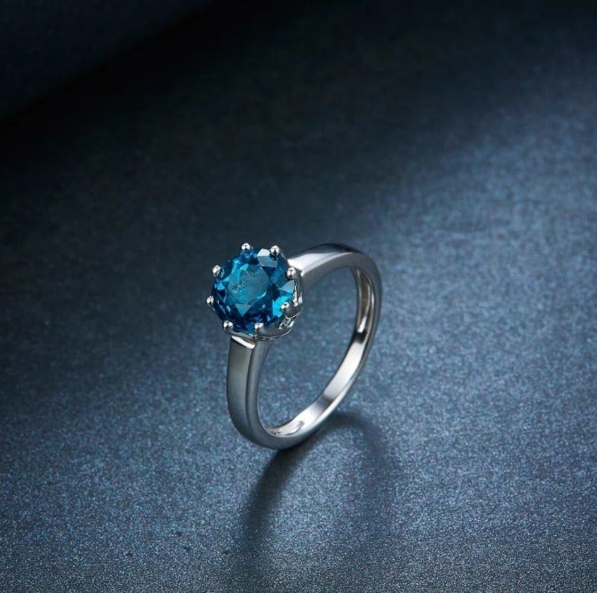 925 Sterling Silver 2.73CT London Blue Topaz, Amethyst, Citrine Gemstone Ring