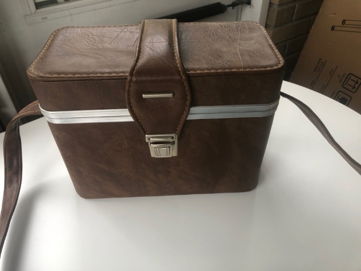 Vintage Brown Leather Hard Camera Case