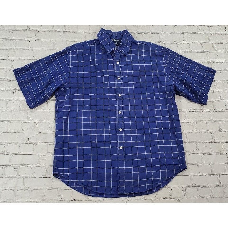 Ralph Lauren Blaire Blue Short Sleeve Button Shirt MENS SIZE LARGE