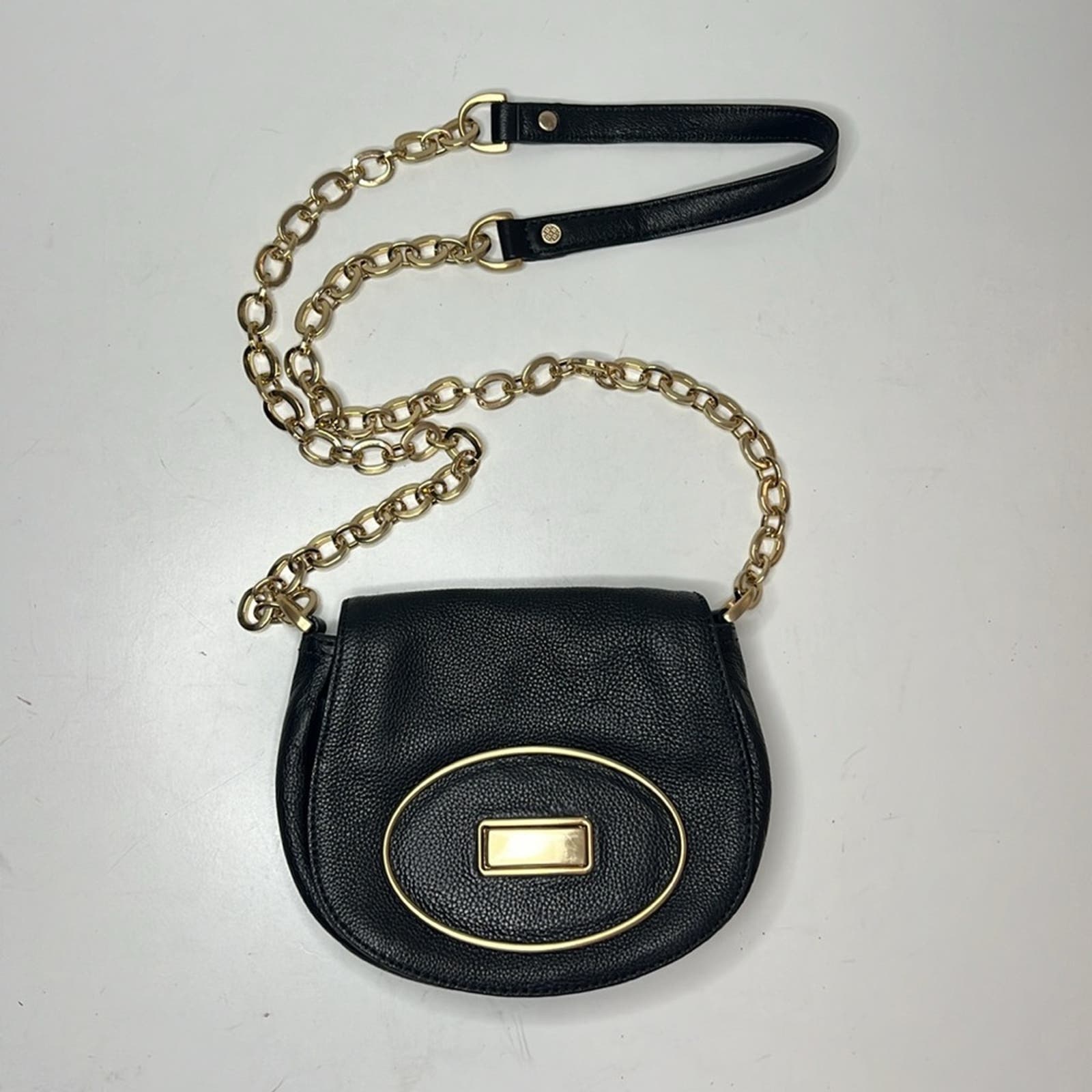 Cole Haan Saddle Black Leather Mini Crossbody Bag