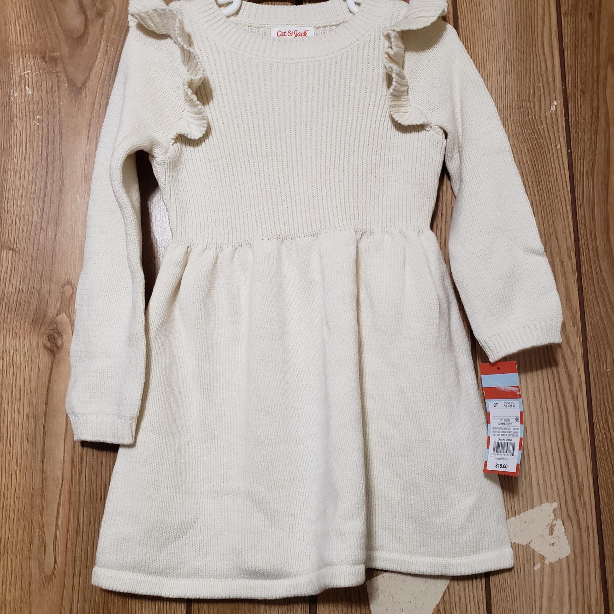 NWT Girls Cat & Jack Ivory Long Sleeve Dress 2T