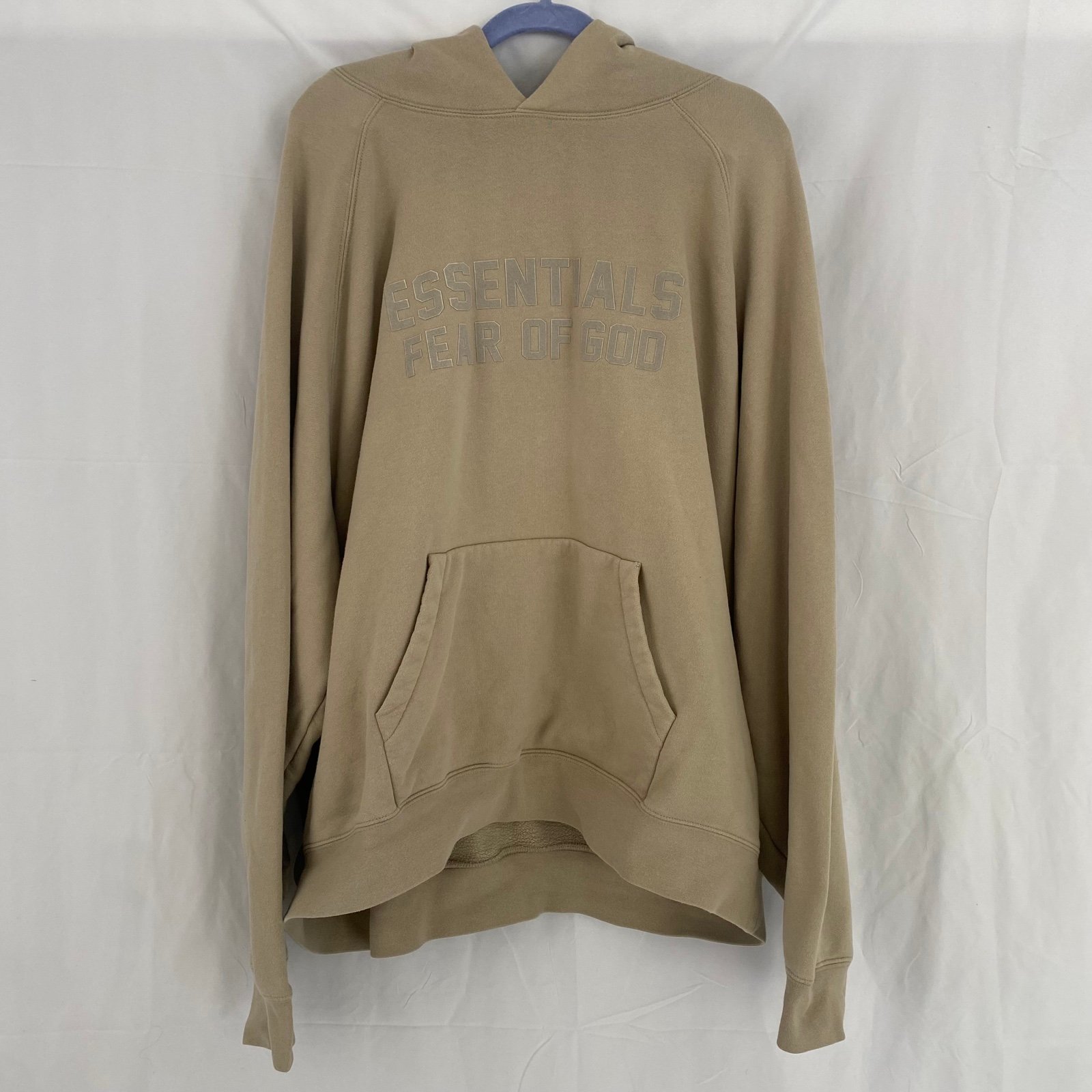 Fear of God Essentials Hoodie Taupe Beige Pullover Sweatshirt, XL