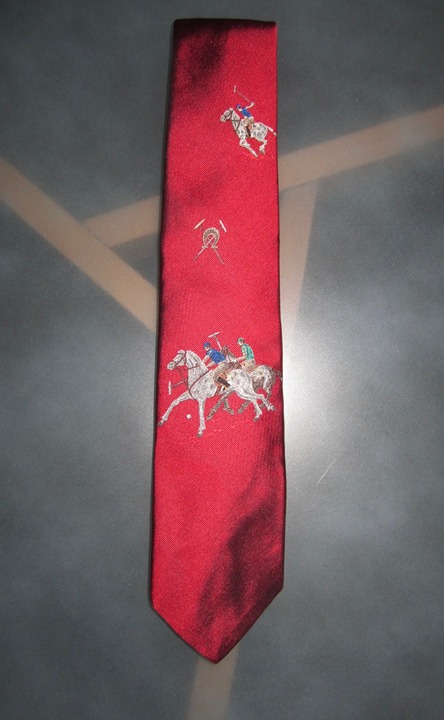 Vintage POLO RALPH LAUREN Silk Tie Polo Players Mallet Horseshoe Pattern