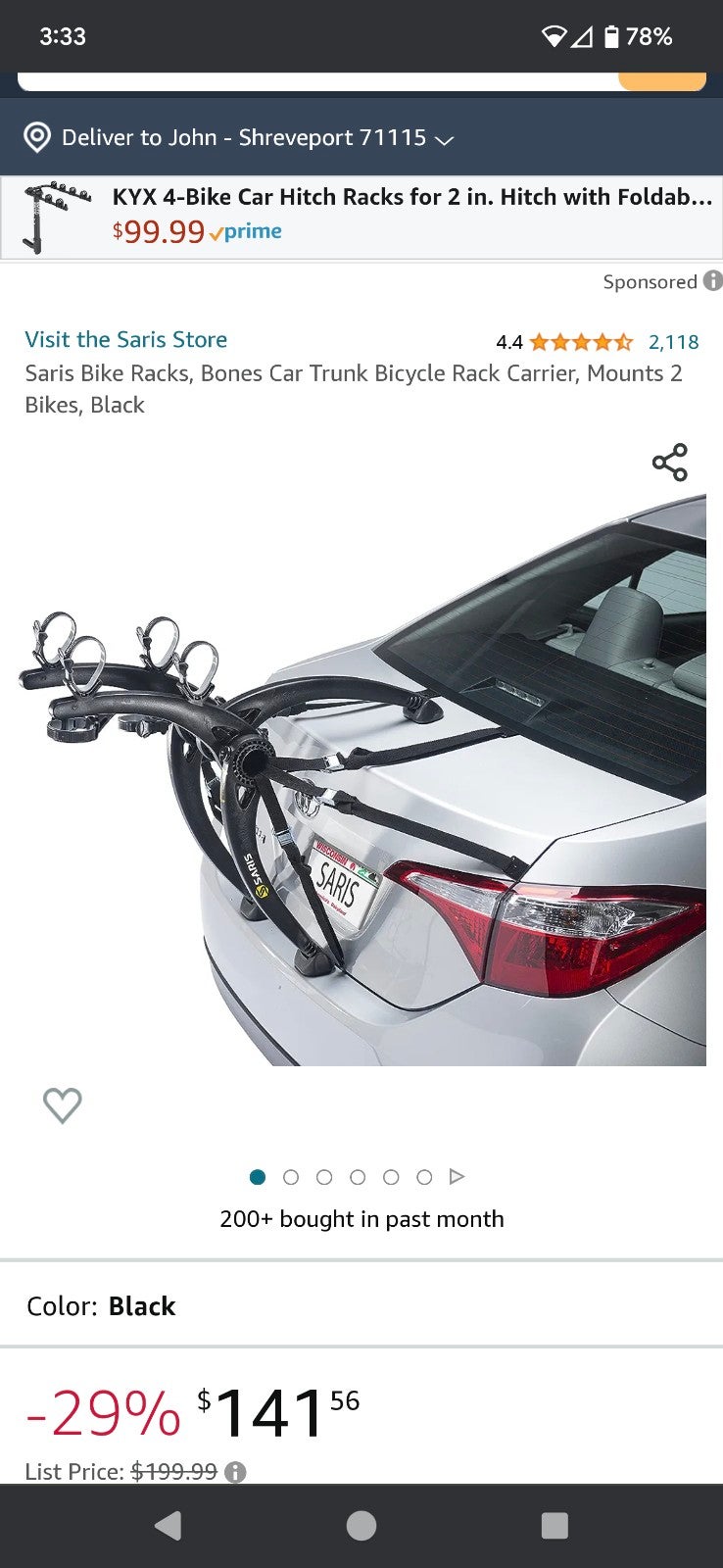 Saris bike Rack (2 bikes)