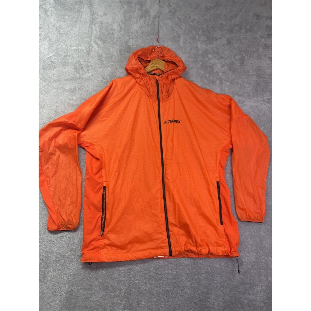 Adidas Jacket Men's 2XL Orange Terrex Hooded Full Zip Pack It Outdoor Pertex XXL