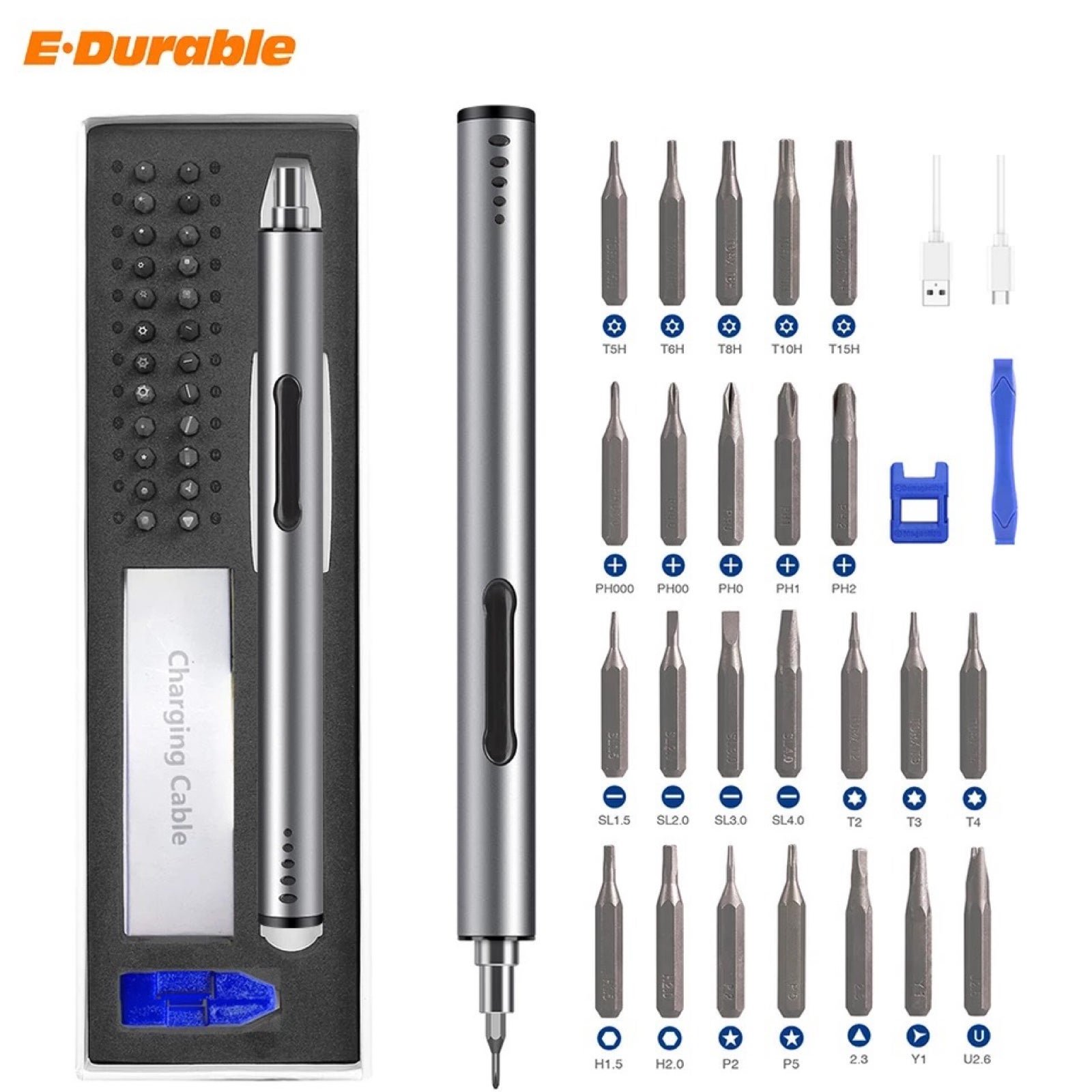Precision Electric Screwdriver 24 Pcs S2 Alloy Steel Bit Screwdrivers Type-C Fas