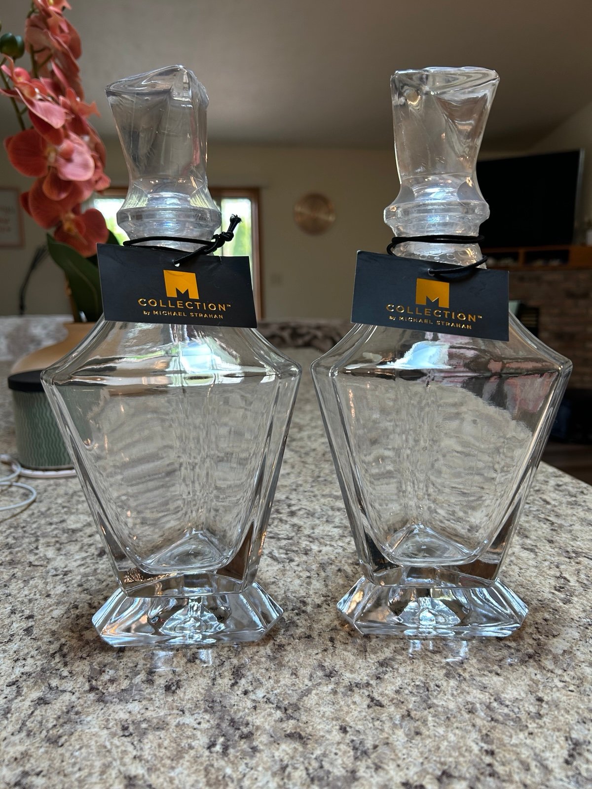 2 Crystal Decanters. Michael Strahan collection