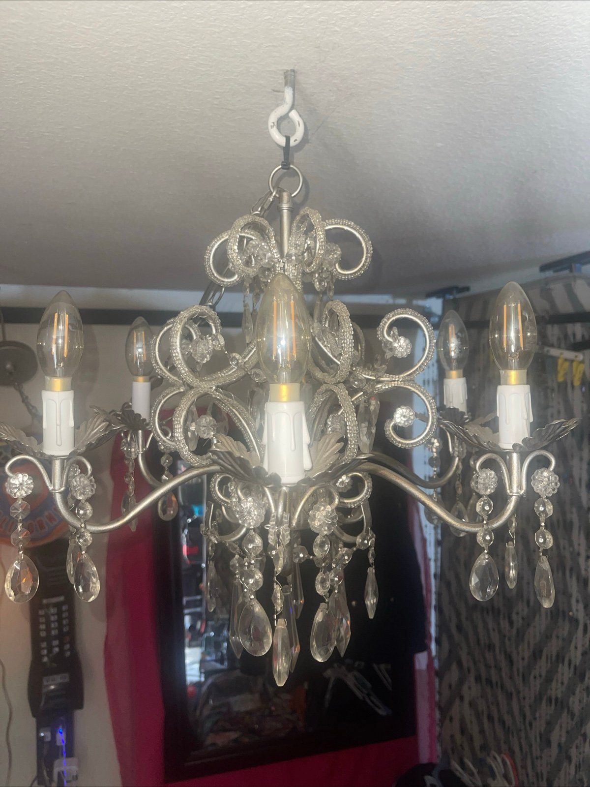 Brass Beaded Chrystal Chandelier
