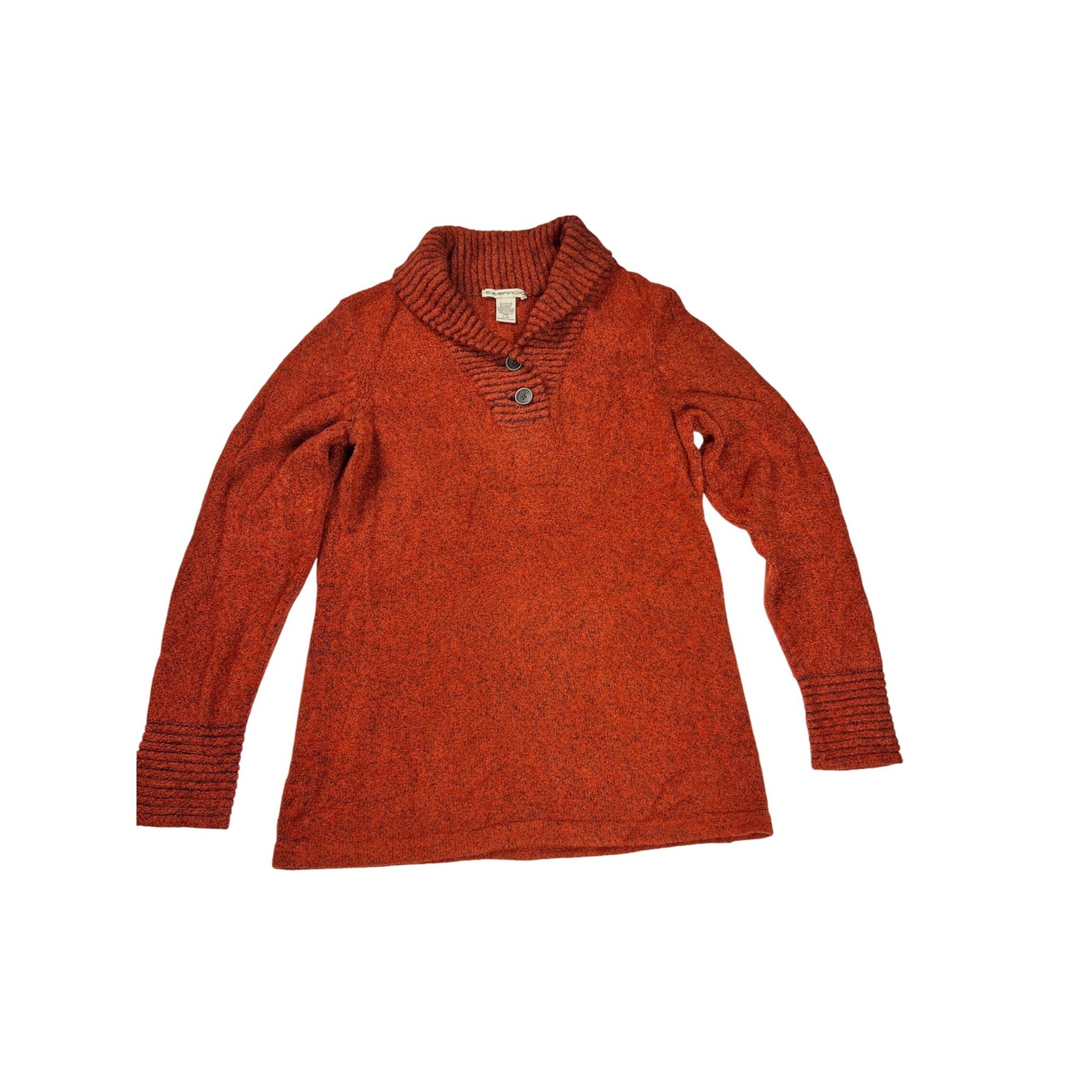 Women's ExOfficio Wool Blend Tunic Sweater Button Neck Long Sleeve Orange L