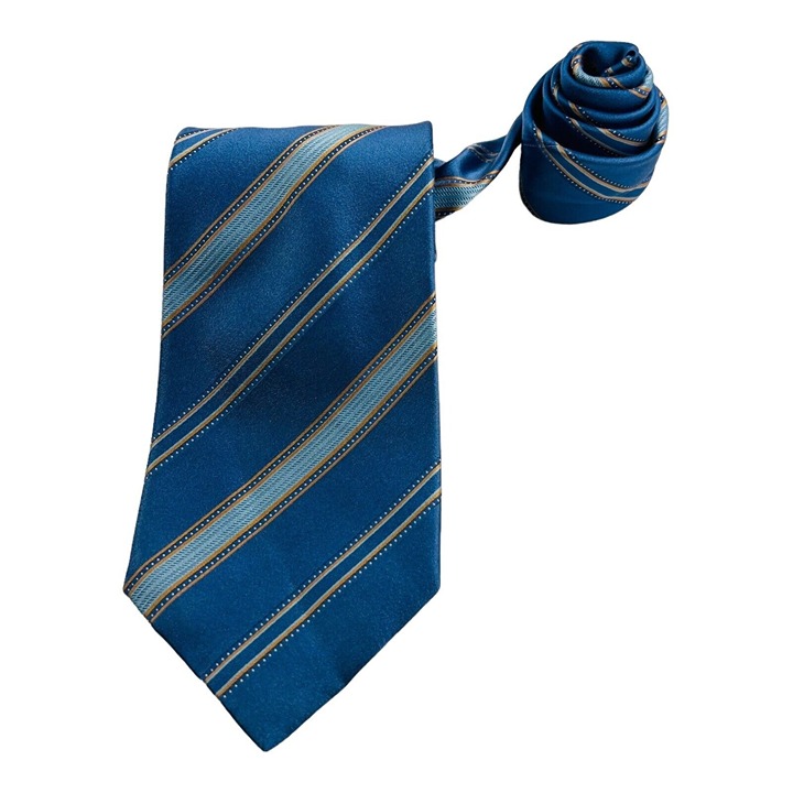 Stefano Ricci Blue w/ Orange & Blue Stripe Silk Tie Mens Size 3.75 W 63 L