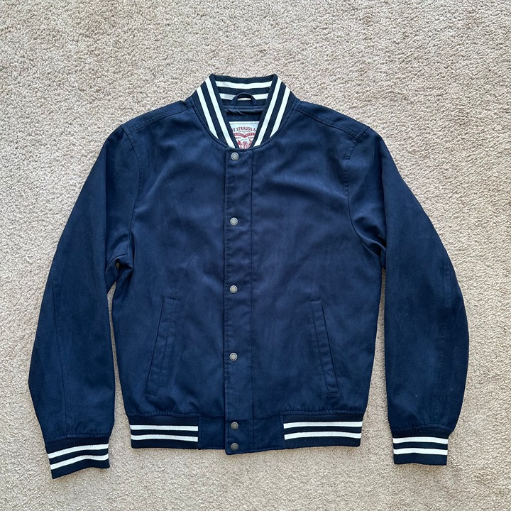 Levi Jacket Mens Small Full Zip Bomber Navy Blue Polyester Pockets
