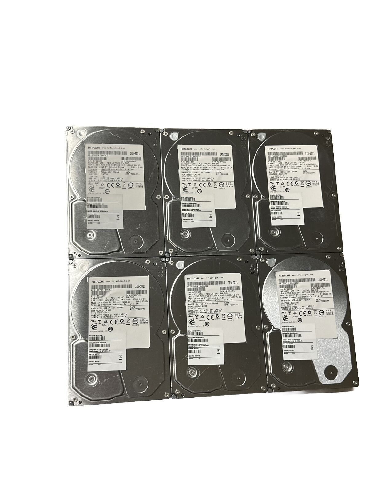 LOT OF 12 HITACHI HUA722010CLA33 0 1TB SATA HARD DRIVE