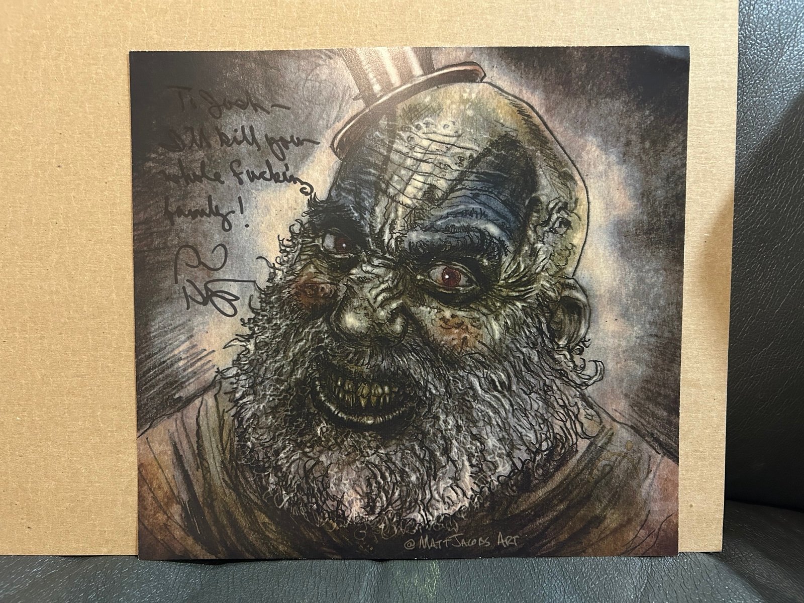 Sid Haig Autograph Art Print 9x12 Captain Spaulding authentic unique inscription