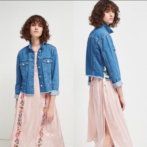 French Connection UK Raw Hem Lace Up Denim 4 NWT