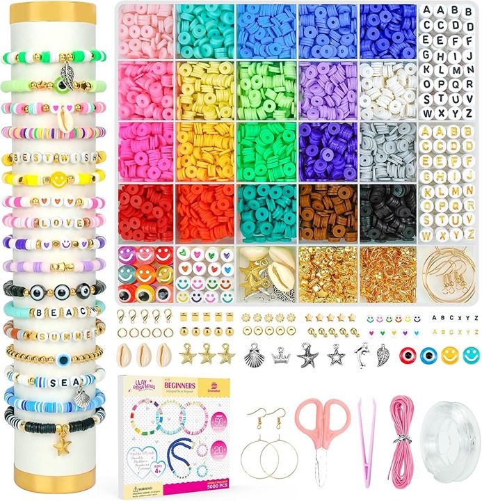 Clay Beads Bracelet Making Kit for Beginner, 5000 Pcs