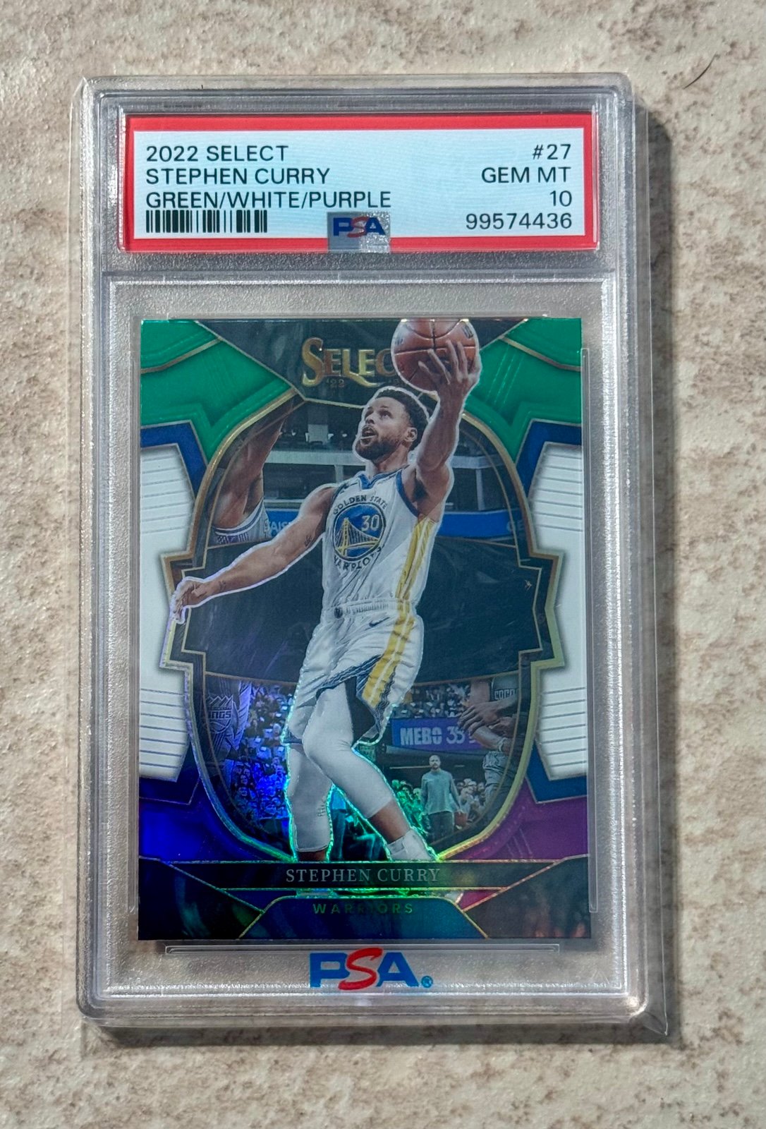 2022 Panini Select Stephen Curry #27 Green White Purple Prizm PSA 10 Gem Mint
