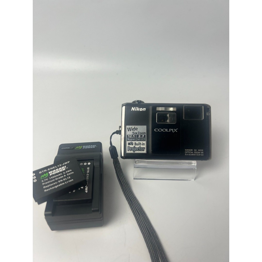 Nikon COOLPIX S1000pj 12.1 MP Digital Camera & Battery - TESTED & WORKING