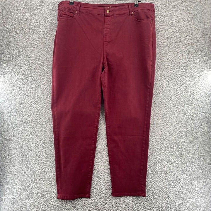 Soft Surroundings Jeans Womens 2X Plus Burgundy Slimming Tapered Stretch Casual
