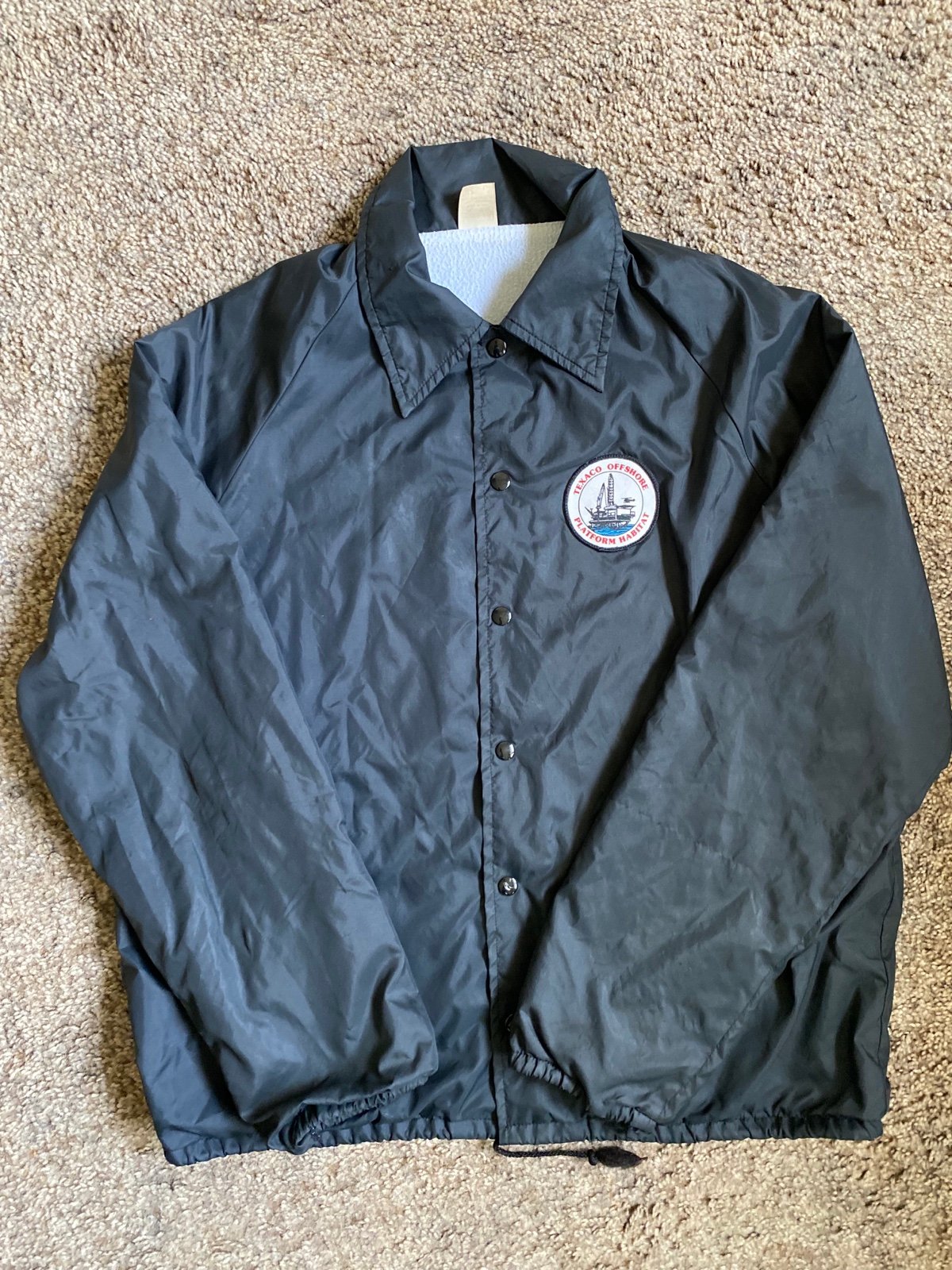 Vintage Namark Jacket Texaco Offshore Platform Habitat Black Patch Large Rare