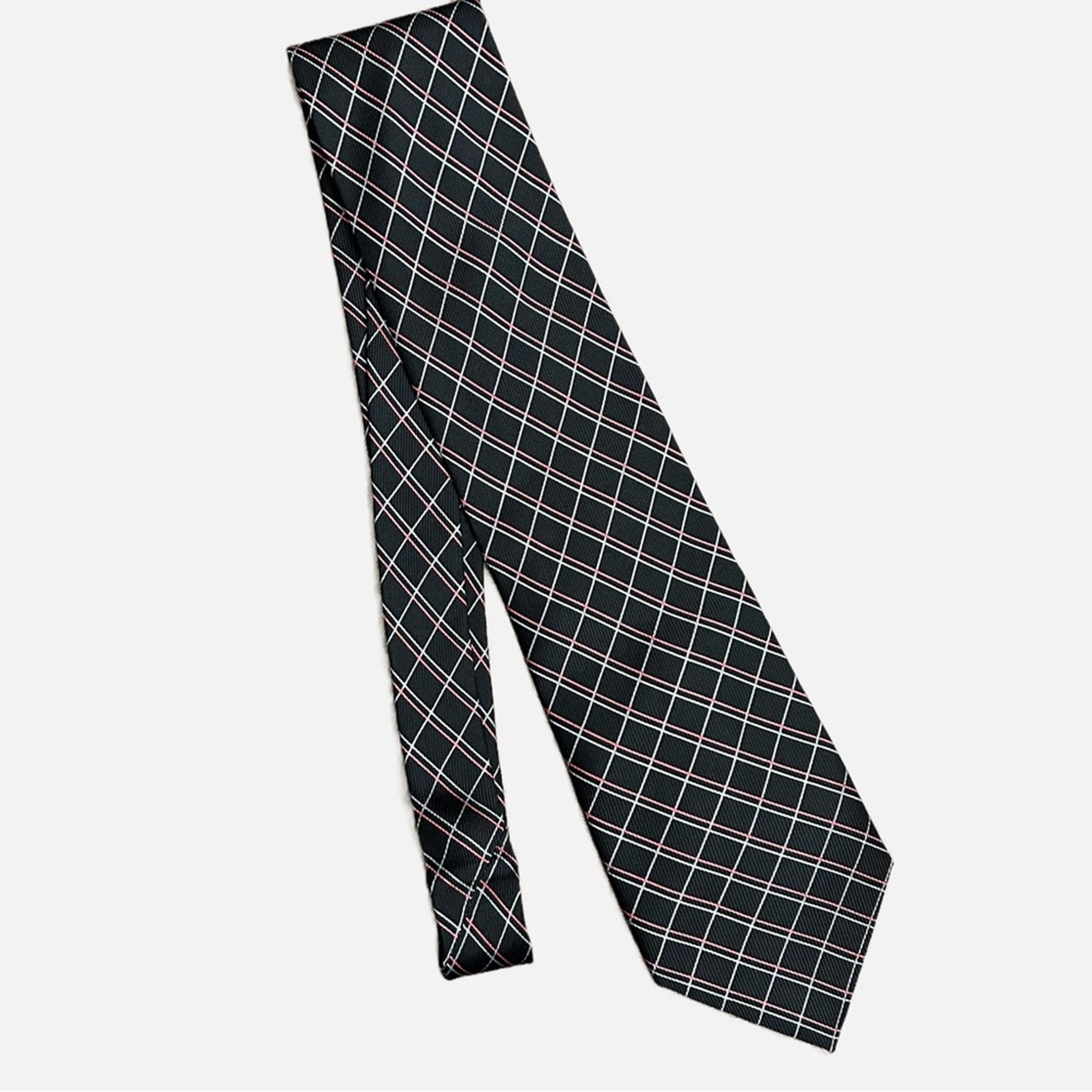 Nautica Men’s Black/Red Plaid 100% Silk Neck Tie