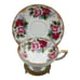 Vtg Japan Handpainted Gold Gilt Cabbage Rose Garland Demitasse Tea Cup Saucer