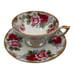 Vtg Japan Handpainted Gold Gilt Cabbage Rose Garland Demitasse Tea Cup Saucer