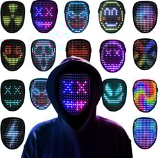Led Mask, Light Up Mask with Gesture Sensing, LED Lighted Face