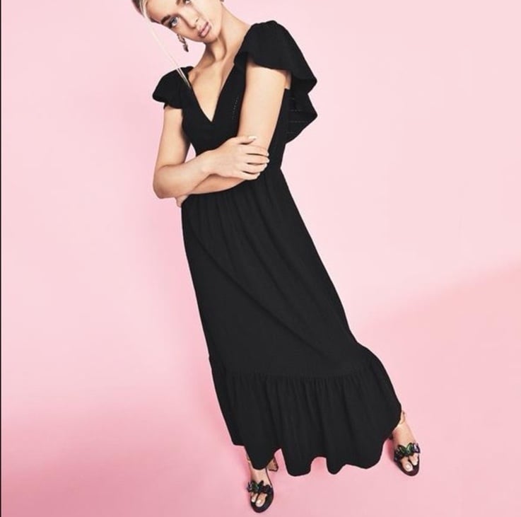 Betsey Johnson Eyelet Flutter-Sleeve Maxi Dress- size Small