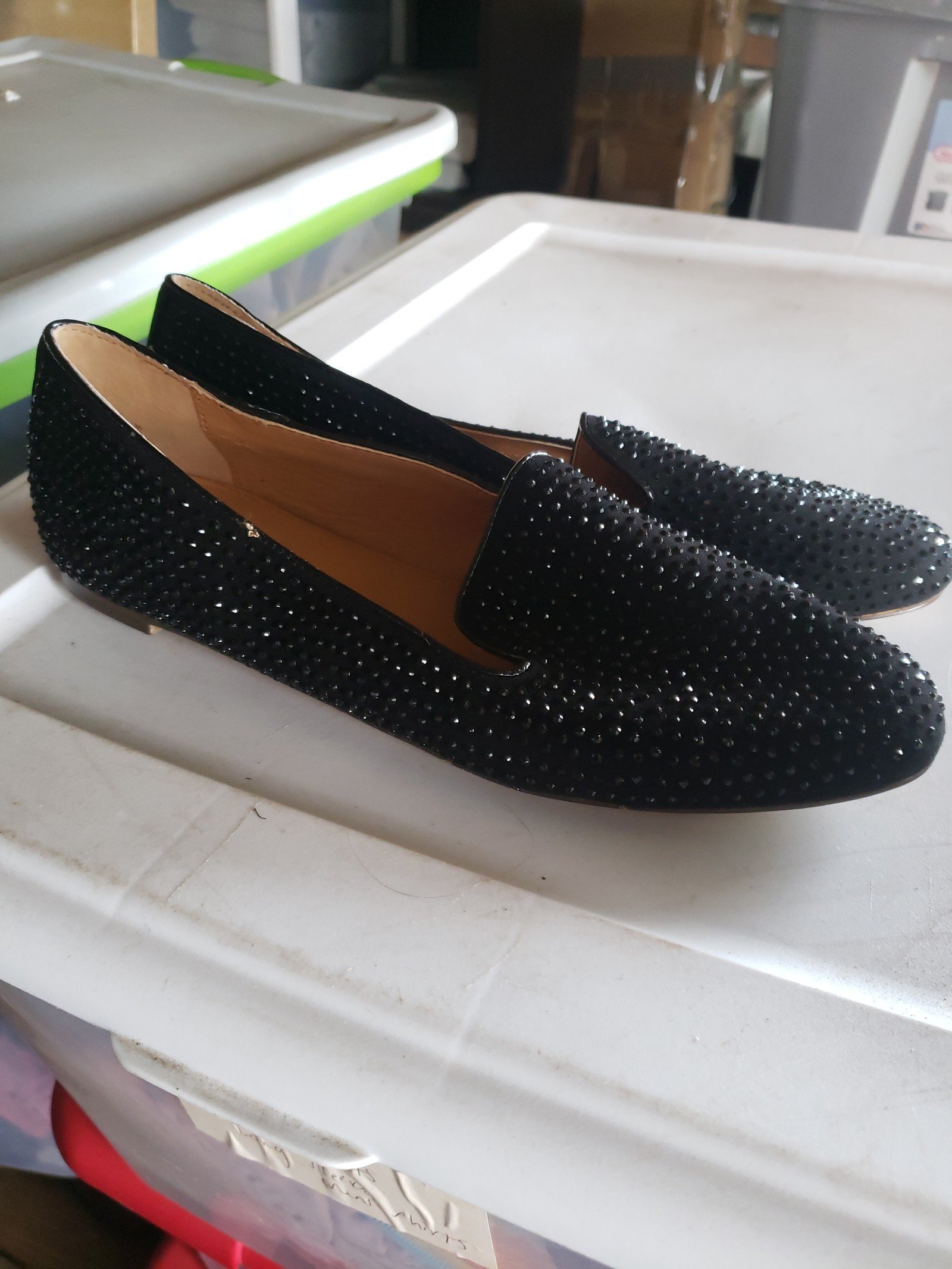 J crew black rhinestone Flats