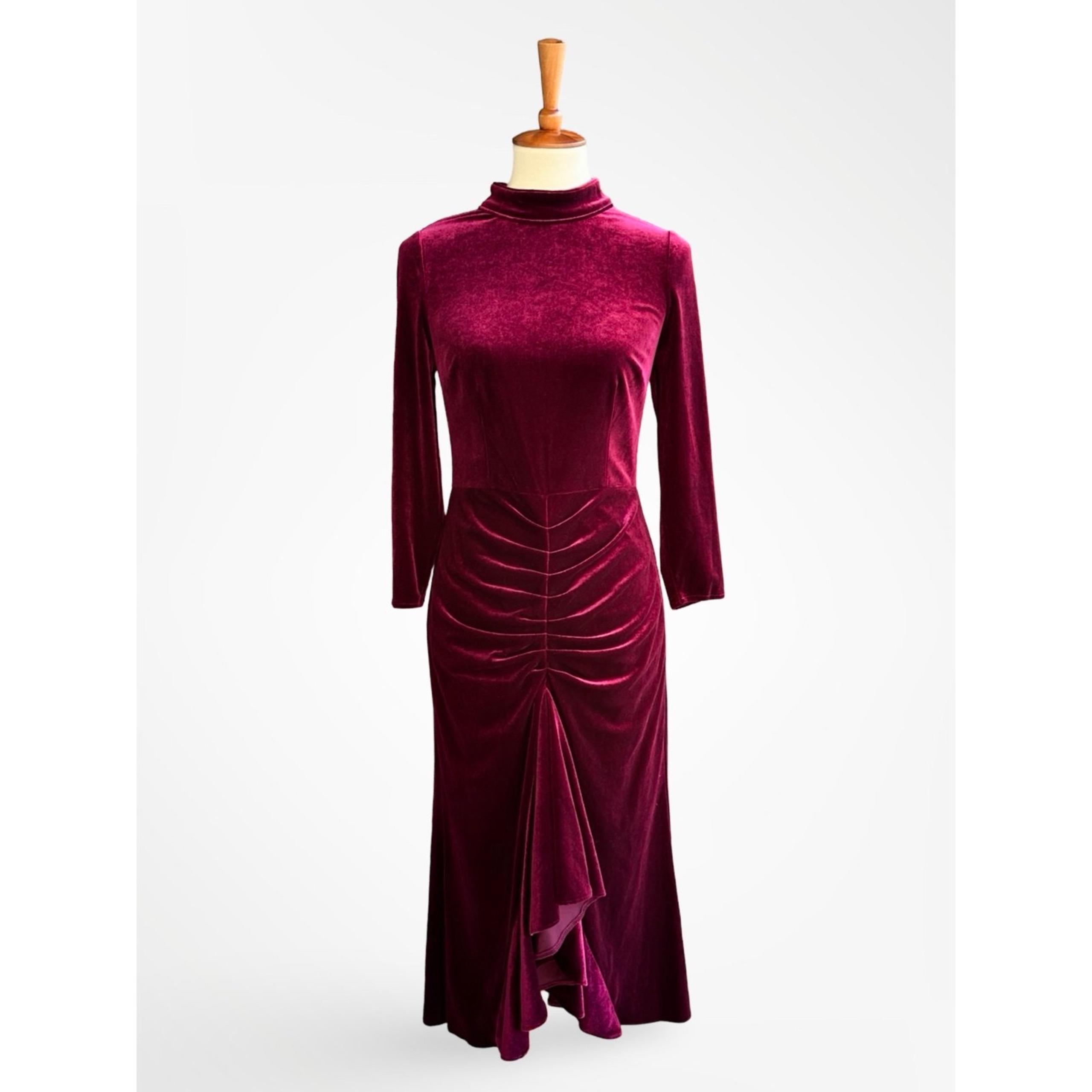 NWOT Eliza J velvet gown 8 M medium red dress formal maxi stretch dramatic