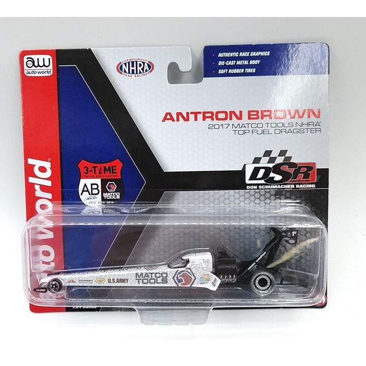 1/64 AUTOWORLD ANTRON BROWN 2017 MATCO TOOLS NHRA TOP FUEL DRAGSTER