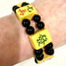 Vintage Bakelite MahJong Tile Bracelet, Butterscotch w Black Beads Between Tiles