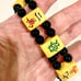 Vintage Bakelite MahJong Tile Bracelet, Butterscotch w Black Beads Between Tiles