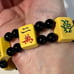Vintage Bakelite MahJong Tile Bracelet, Butterscotch w Black Beads Between Tiles